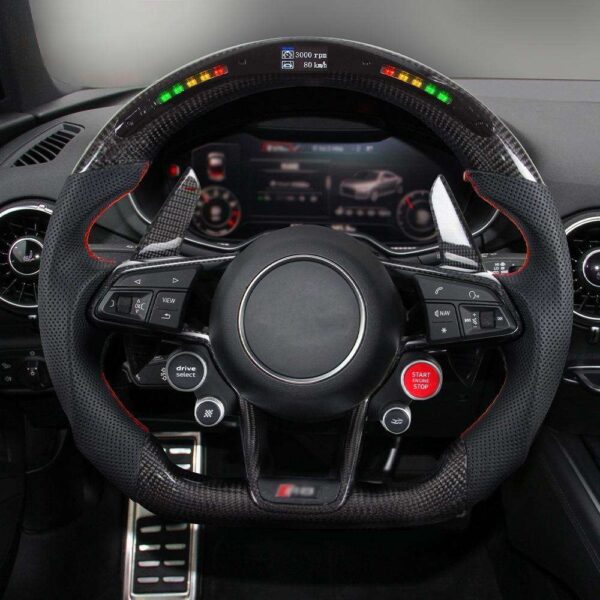 Custom steering wheels (Alcantara, carbon, LED displays)